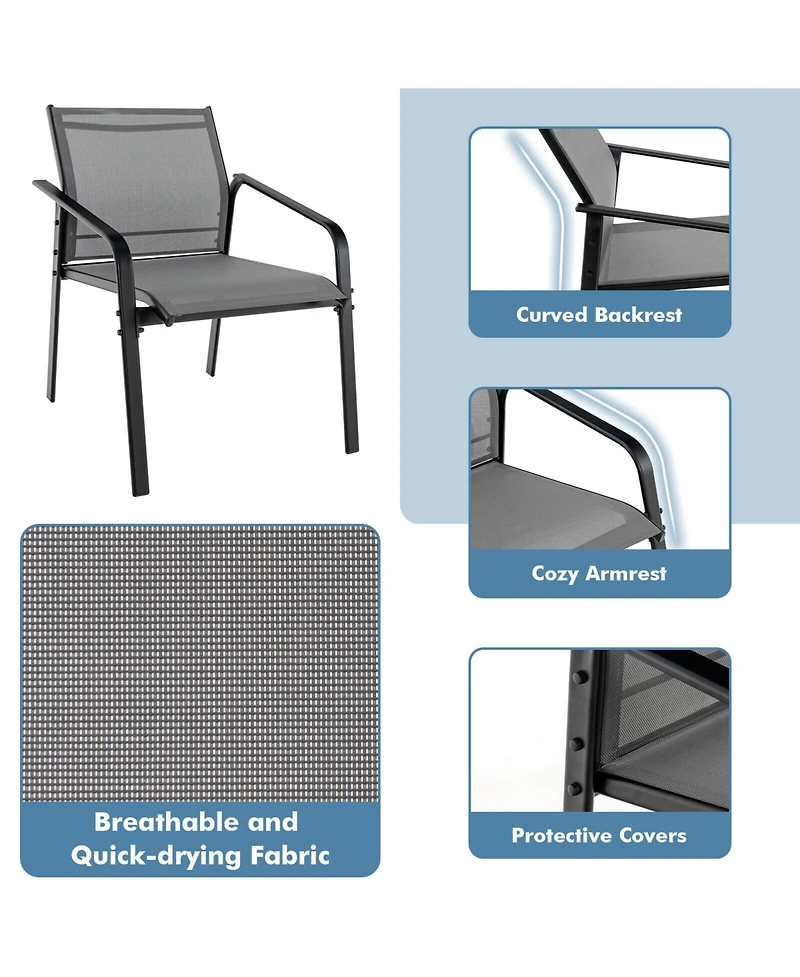 Sugift 4 Pieces Patio Furniture Set with Armrest Loveseat Sofas and Glass Table Deck