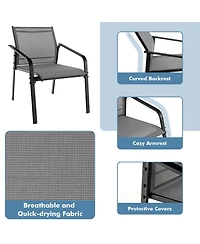 Sugift 4 Pieces Patio Furniture Set with Armrest Loveseat Sofas and Glass Table Deck