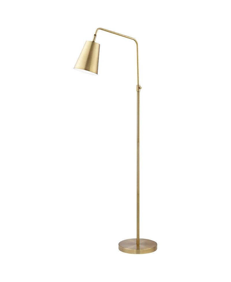 360 Lighting Zella Modern 48" Tall Standing Floor Lamp Skinny Downbridge Pole Task Adjustable Height Foot Switch Gold Metal Brass Finish Living Room B