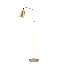 360 Lighting Zella Modern 48" Tall Standing Floor Lamp Skinny Downbridge Pole Task Adjustable Height Foot Switch Gold Metal Brass Finish Living Room B