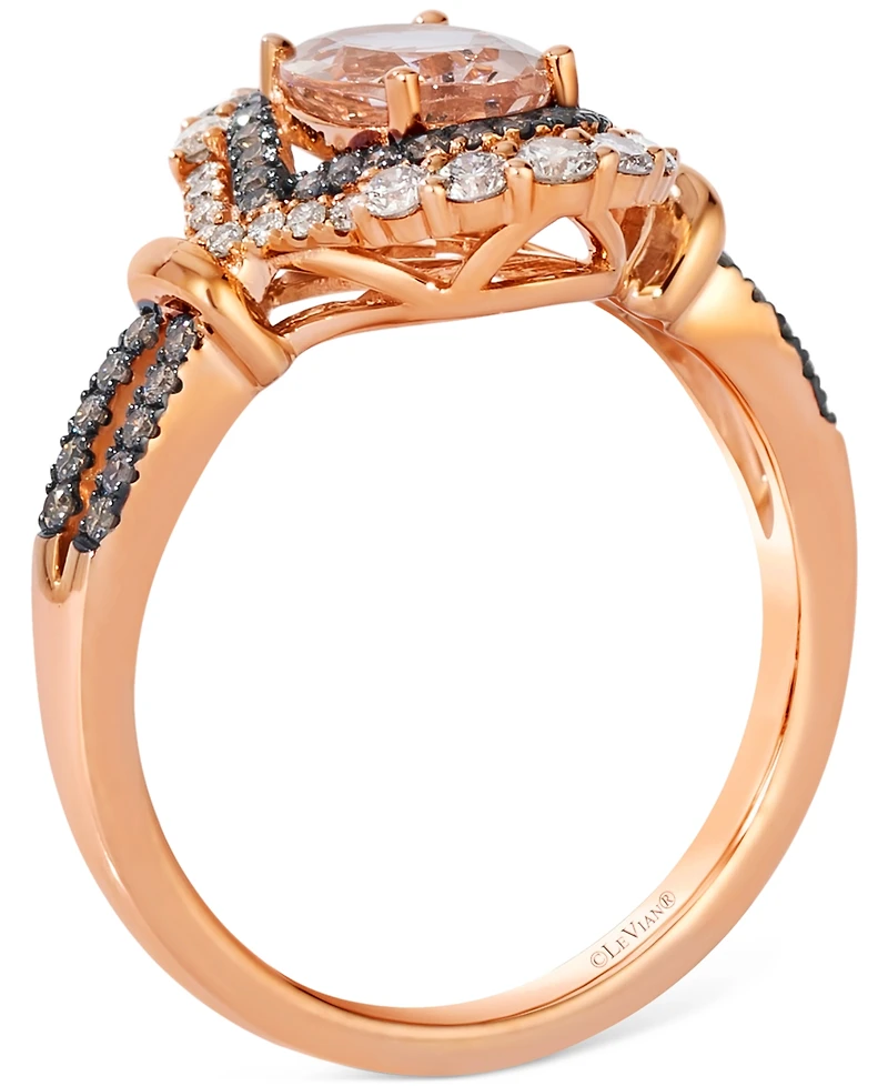 Le Vian Peach Morganite (3/4 ct. t.w.) & Diamond (1/2 ct. t.w.) Halo Ring in 14k Rose Gold