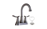 Slickblue 2-Handle 4-Inch Brushed Nickel Bathroom Faucet for Vanity Sinks, Complete with Pop-Up Drain and Supply Hoses