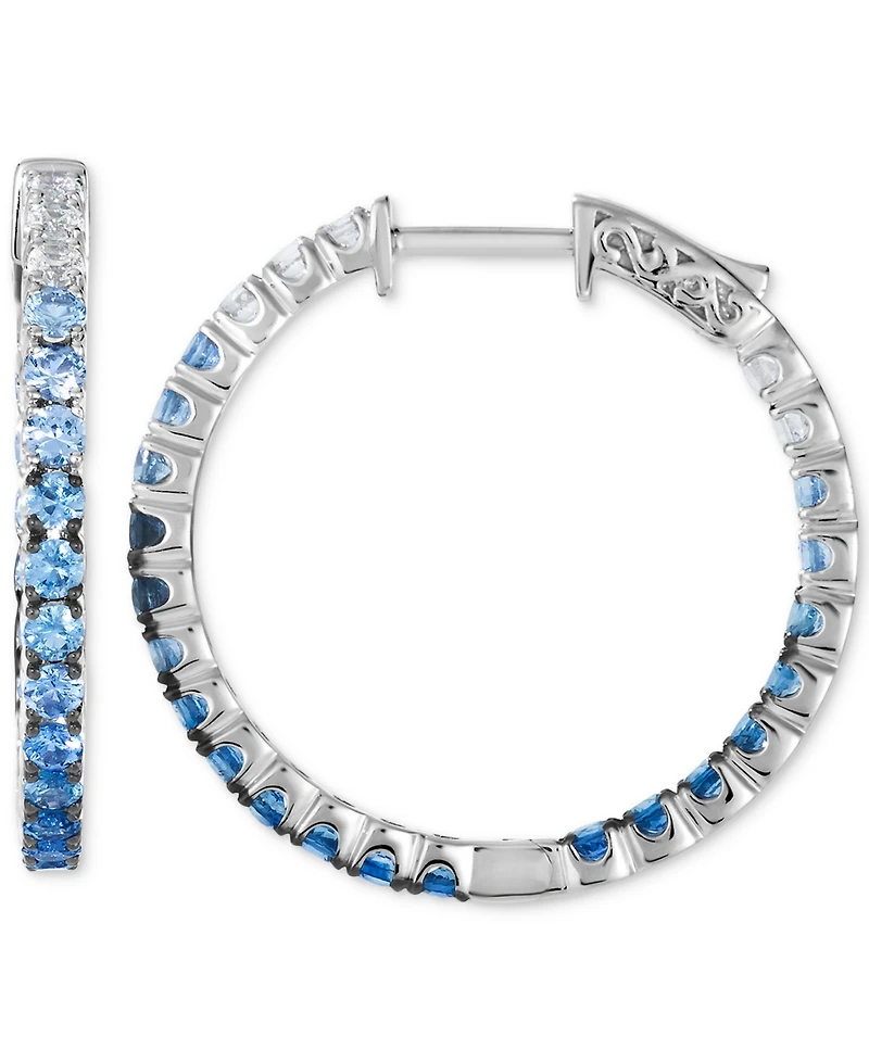 Le Vian Small Denim Ombre (1-3/4 ct. t.w.) & White Sapphire (3/8 ct. t.w.) Hoop Earrings in 14k White Gold, 1.02"