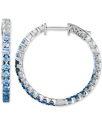 Le Vian Small Denim Ombre (1-3/4 ct. t.w.) & White Sapphire (3/8 ct. t.w.) Hoop Earrings in 14k White Gold, 1.02"