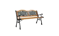 Slickblue 49" Garden Bench with Hardwood Slats and Cast Iron Frame – Elegant Outdoor Patio Furniture