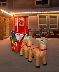 Northlight 8' Inflatable Santa's Sleigh and Reindeer Outdoor Christmas Decoration