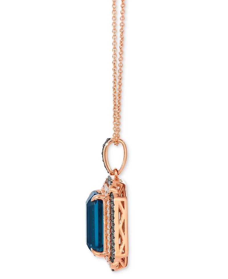 Le Vian Deep Sea Blue Topaz (3-9/10 ct. t.w.), Chocolate Diamond (1/4 t.w.) and Nude (1/5 Pendant Necklace 14k Strawberry Gol