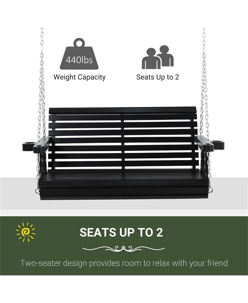 Slickblue 2-Seater Outdoor Patio Swing Chair with Cup Holders