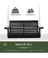 Slickblue 2-Seater Outdoor Patio Swing Chair with Cup Holders