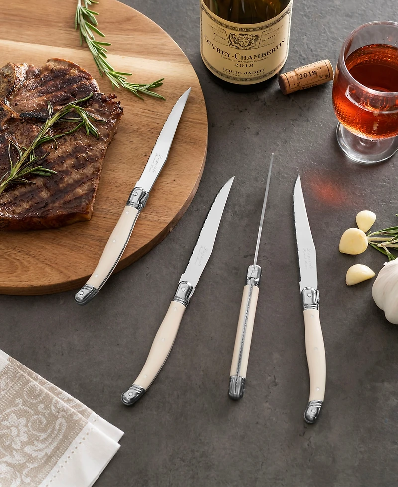 French Home Laguiole Connoisseur 4-Piece Steak Knife Set with Handles