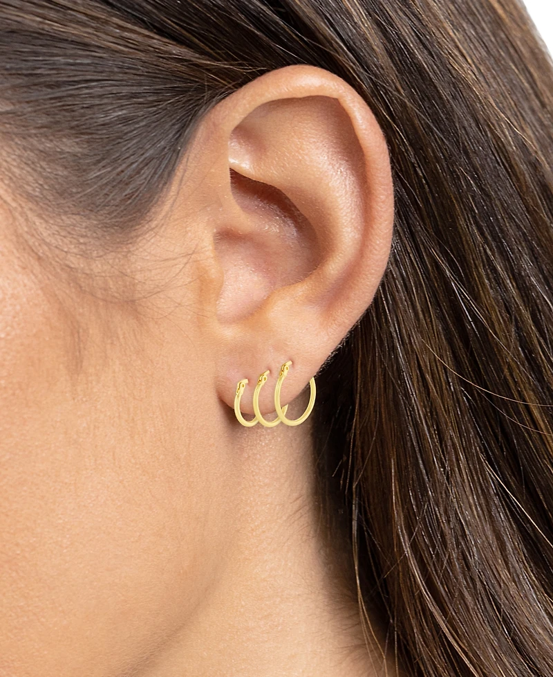 Polished Hoop Earrings Set in 18k Gold over Sterling Silver, Created for Macy's