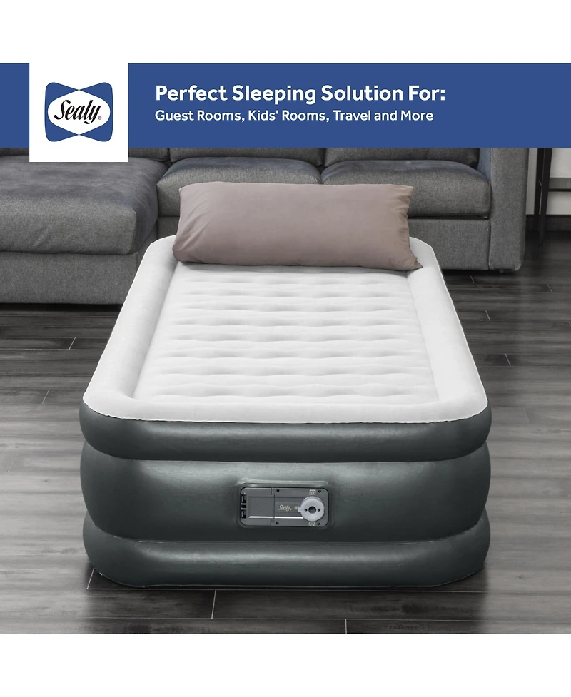 Sealy Baby Sealy Tritech Twin Sized 18" Air Mattress Bed 2 Person w/Built-In Ac Pump & Bag