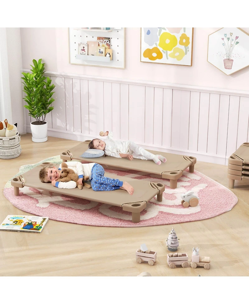 Pack of 6 Kids Stackable Naptime Cot 52" L x 23" W Daycare Rest Mat