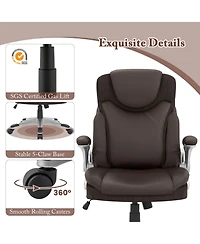 Ergonomic Office Chair Pu Leather Executive Swivel with Flip-up Armrests
