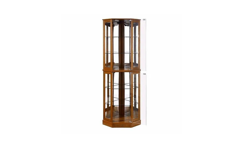 Slickblue 6-Shelf Corner Curio Display Cabinet with Lights and Mirrors
