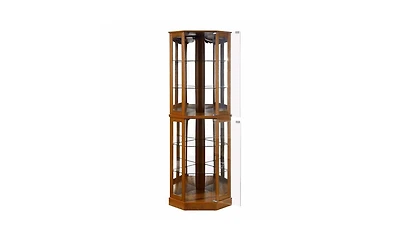 Slickblue 6-Shelf Corner Curio Display Cabinet with Lights and Mirrors