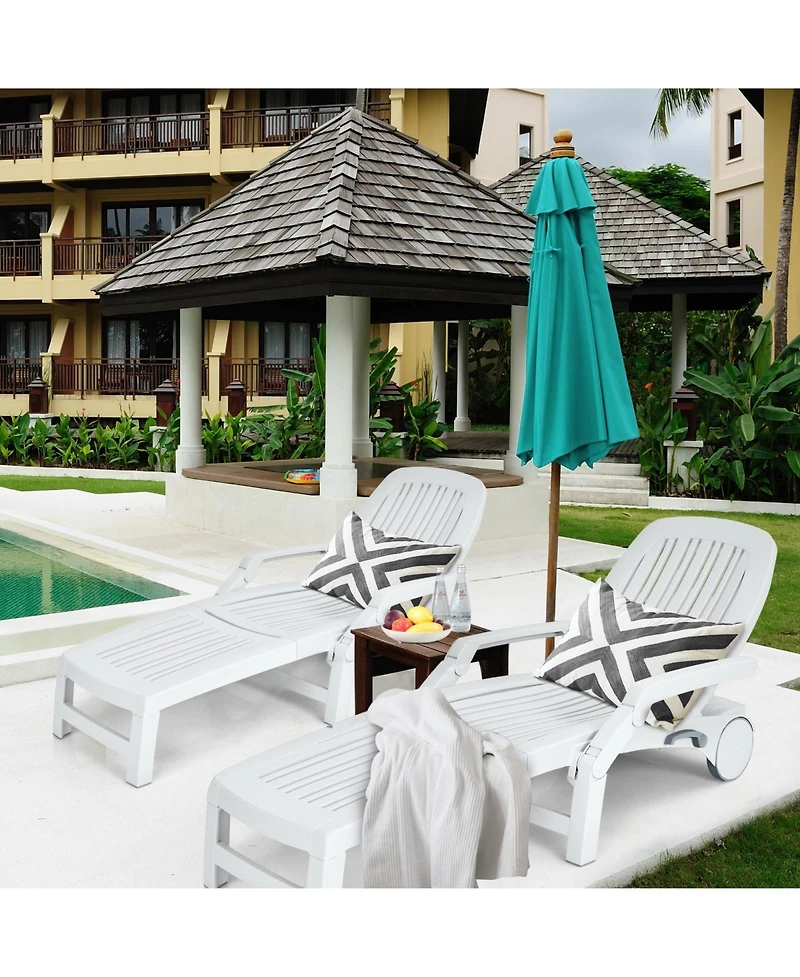 Sugift Adjustable Patio Sun Lounger with Weather Resistant Wheels