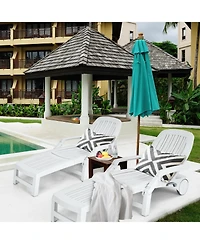 Sugift Adjustable Patio Sun Lounger with Weather Resistant Wheels