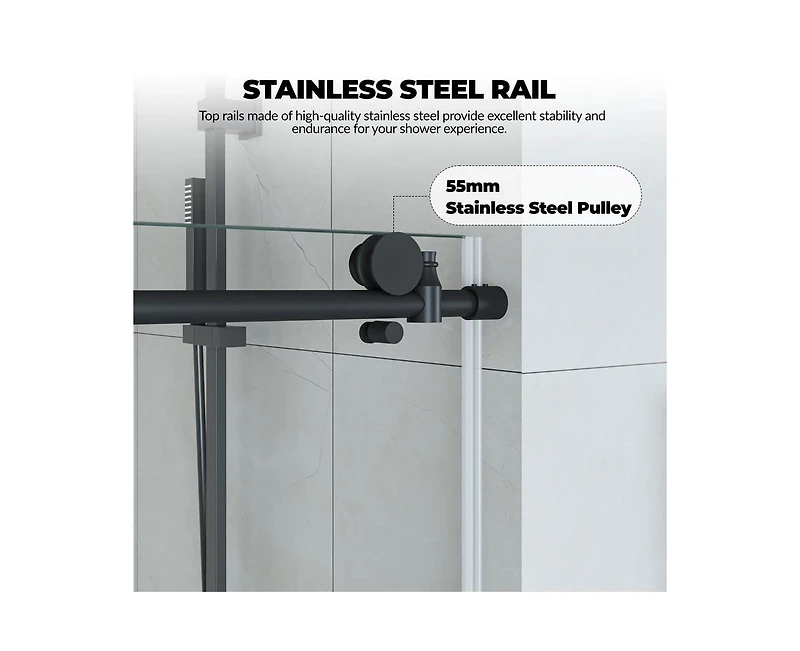 gaomon Shower Door, 56-60" W × 76" H Frameless Sliding Shower Door,Waterproof Glass Shower Door with Stainless Steel Handle and Seal Strip, 5/16"