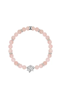 Emotion Renewal - Rose Quartz Lotus Charm Bracelet