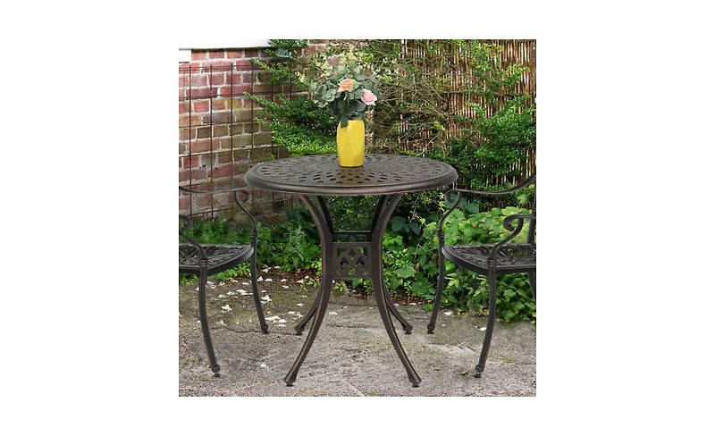 Slickblue Circular Diamond Top Courtyard Cast Aluminum Table – Bronze Finish