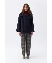 Nocturne Women's Draped Coat with Front Tie Detail