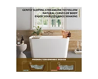 gaomon 49"Acrylic Freestanding Bathtub，Square Shape Janpanese Soaking Tub with Seat Desgin,Modern Soaking Bathtub with Toe-tap Chrome Right Dra