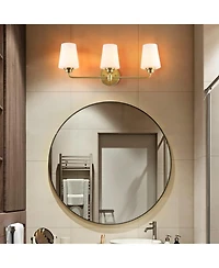Flynama 22.5 in. W 3-Light White Plus Gold Bathroom Vanity Light with Shade