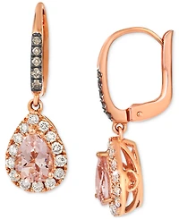 Le Vian Peach Morganite (1 ct. t.w.), Nude Diamond (3/8 ct. t.w.) & Chocolate Diamond (1/10 ct. t.w.) Teardrop Earrings in 14k Strawberry Gold