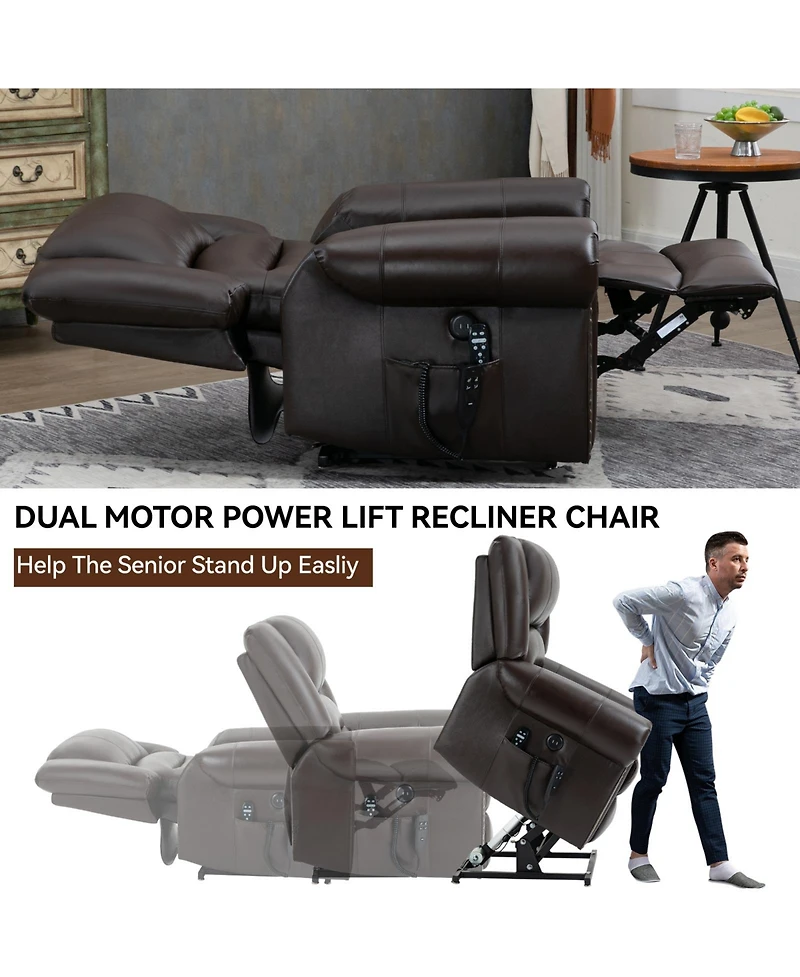 Streamdale Heavy Duty Leather Recliner with Heat & Massage