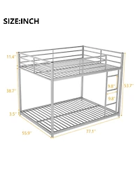 Streamdale Full Over Metal Bunk Bed, Low Bed With Ladder
