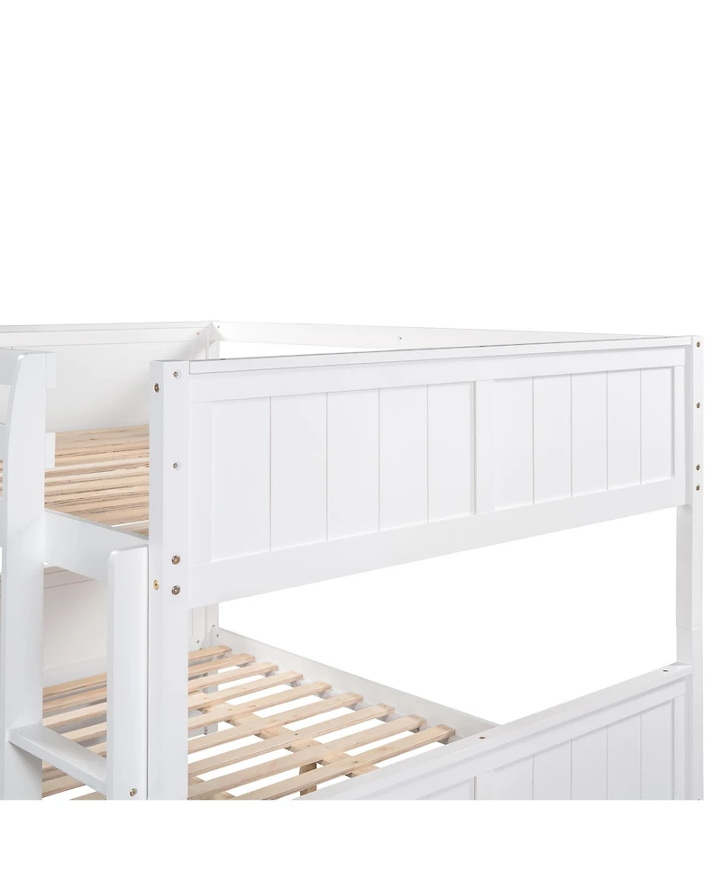 Streamdale Full Over Full Bunk Bed With Twin Size Trundle, Walnut