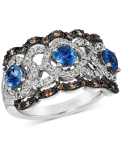 Le Vian Sapphire (1-1/20 ct. t.w.) & Diamond (1/2 ct. t.w.) Openwork Statement Ring in 14k White Gold