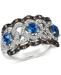 Le Vian Sapphire (1-1/20 ct. t.w.) & Diamond (1/2 ct. t.w.) Openwork Statement Ring in 14k White Gold