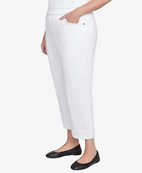 Alfred Dunner Plus Size Wild at Heart Floral Embroidered Cuffed Ankle Jean