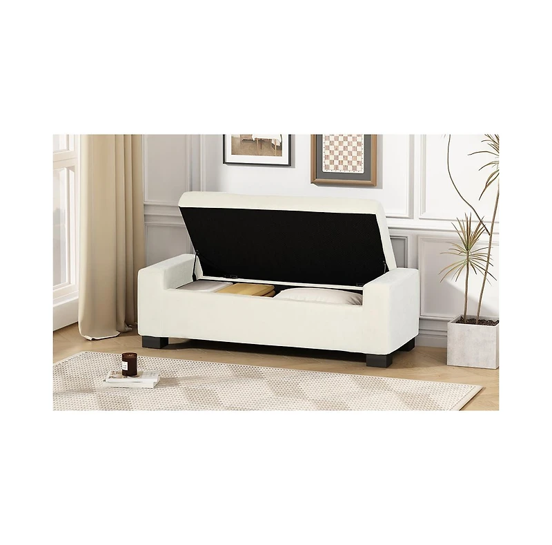 Streamdale Stylish Fabric Storage Ottoman with Flip-Lid Top