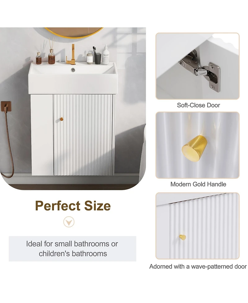 Streamdale Furniture Modern 21.6" White Bathroom Vanity with Left Side Storage