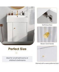 Streamdale Furniture Modern 21.6" White Bathroom Vanity with Left Side Storage