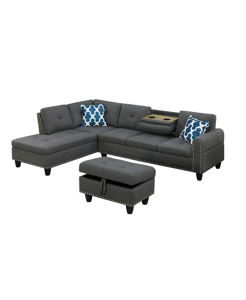 Streamdale Furniture Alger 98" Wide Left Hand Facing Sofa Chaise With Ottoman