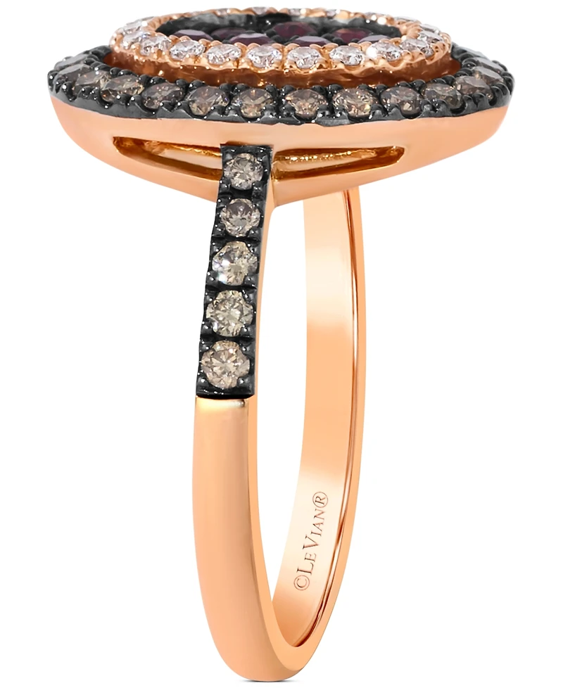 Le Vian Chocolatier Passion Ruby (1/4 ct. t.w.) & Diamond (5/8 ct. t.w.) Halo Cluster Oval Statement Ring in 14k Rose Gold