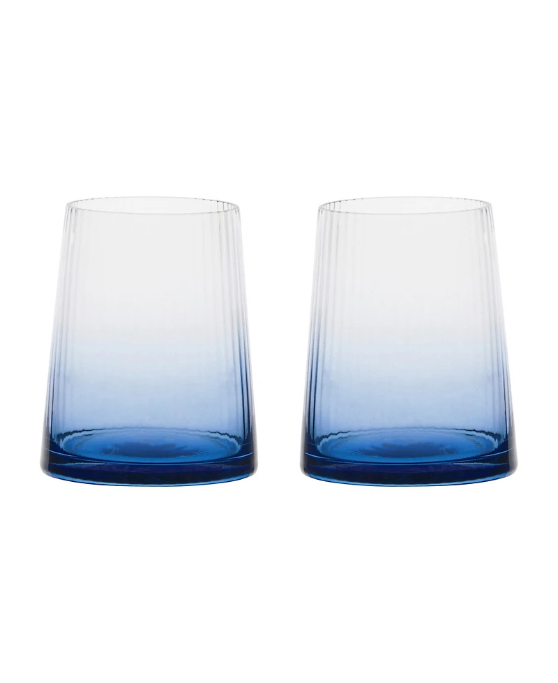 Anton Studio Designs Empire Blue Double Old Fashioned Tumblers, Set of 2