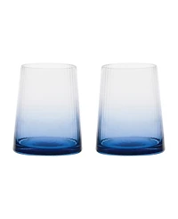 Anton Studio Designs Empire Blue Double Old Fashioned Tumblers, Set of 2