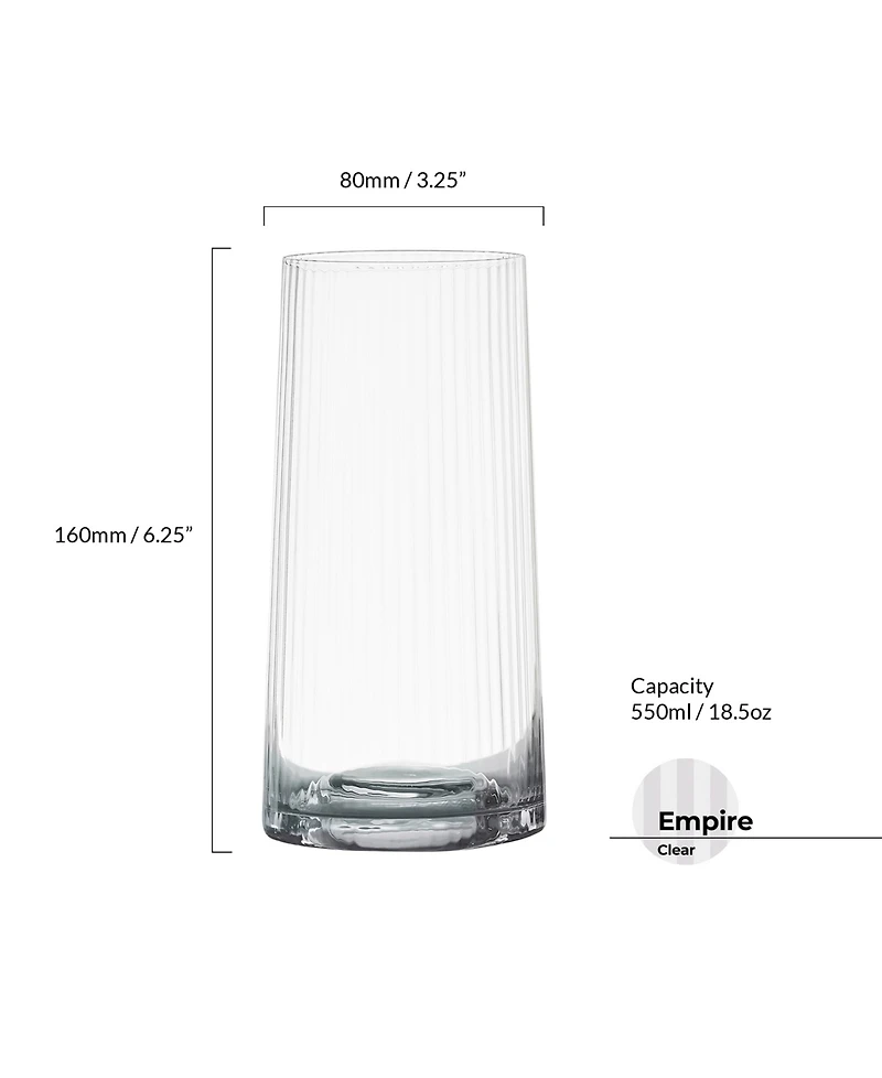 Anton Studio Designs Empire Clear Highball Tumblers, Set of 2