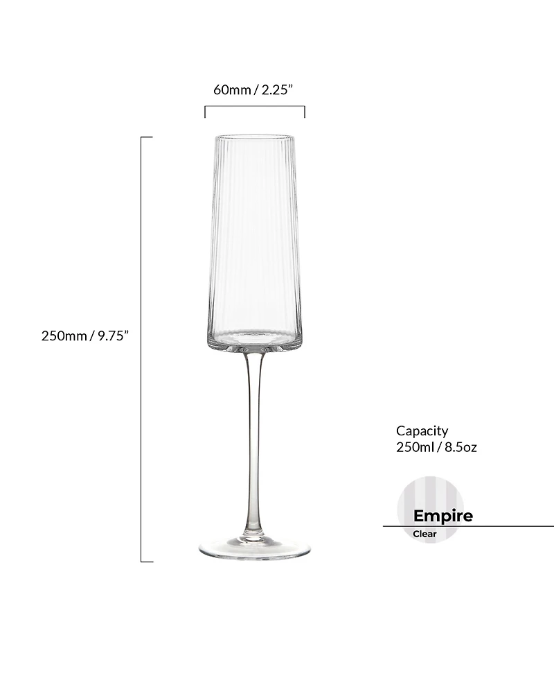 Anton Studio Designs Empire Clear Champagne Flutes, Set of 2