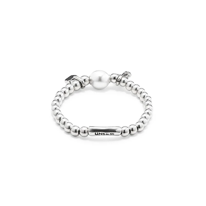UNOde50 Sterling Silver Center Cultivated Pearl Metal Bracelet