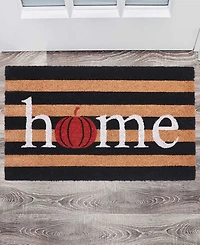 Vcny Home Pumpkin Stripe Halloween Coir Outdoor Doormat, 18" x 30"