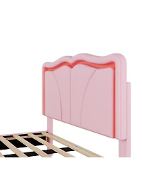 Streamdale Pink Platform Bed with Adjustable Headboard & Led Lights