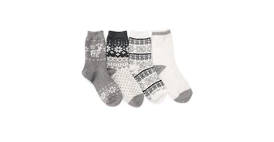 Muk Luks Women's 4 Pack Holiday Boot Socks