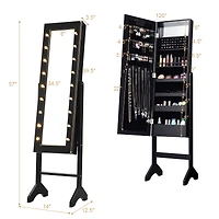 Costway 18 Led lights Mirrored Jewelry Cabinet Organizer