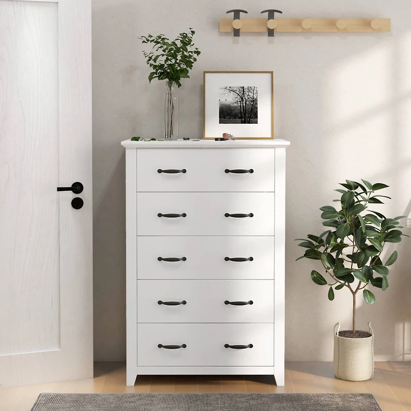 5 Drawer Chest Storage Dresser Tall Cabinet Organizer Bedroom Hallway